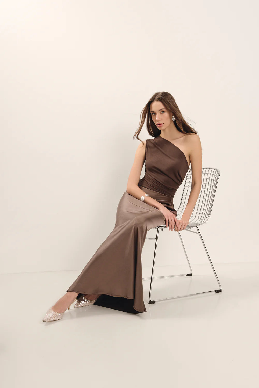 YS-One Shoulder Fitted Dress