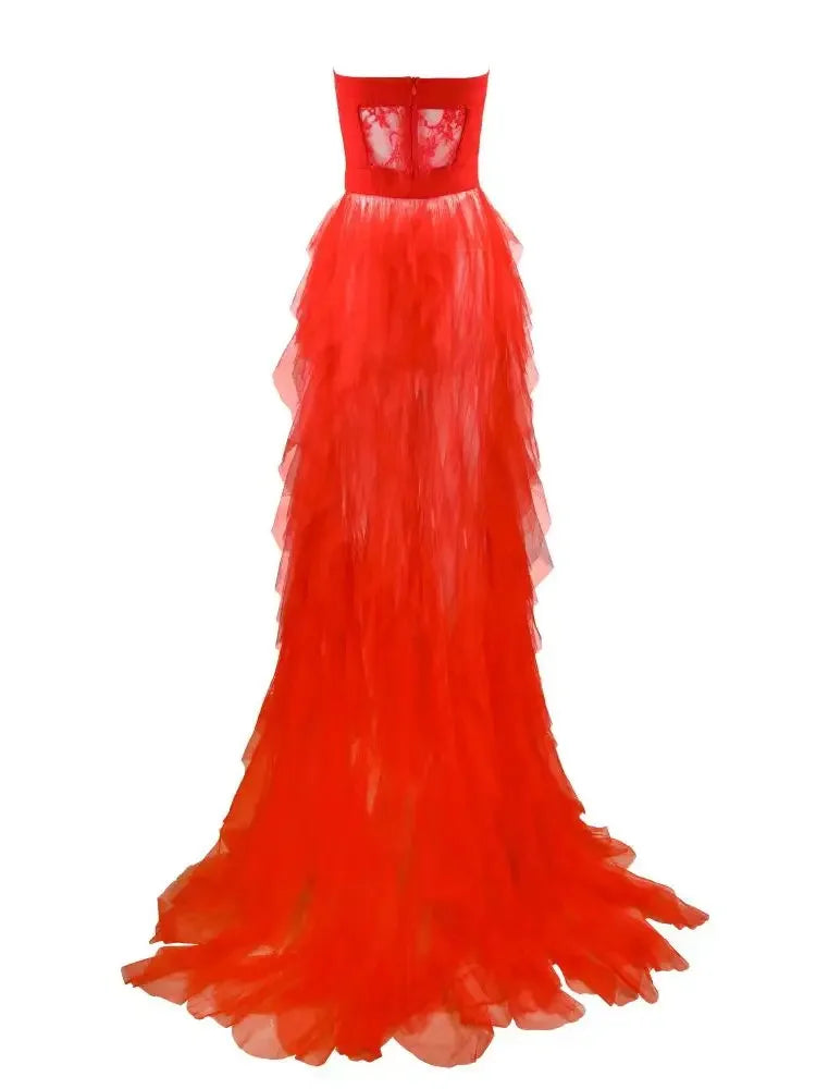 See-through Mesh Lace Wrap Dress