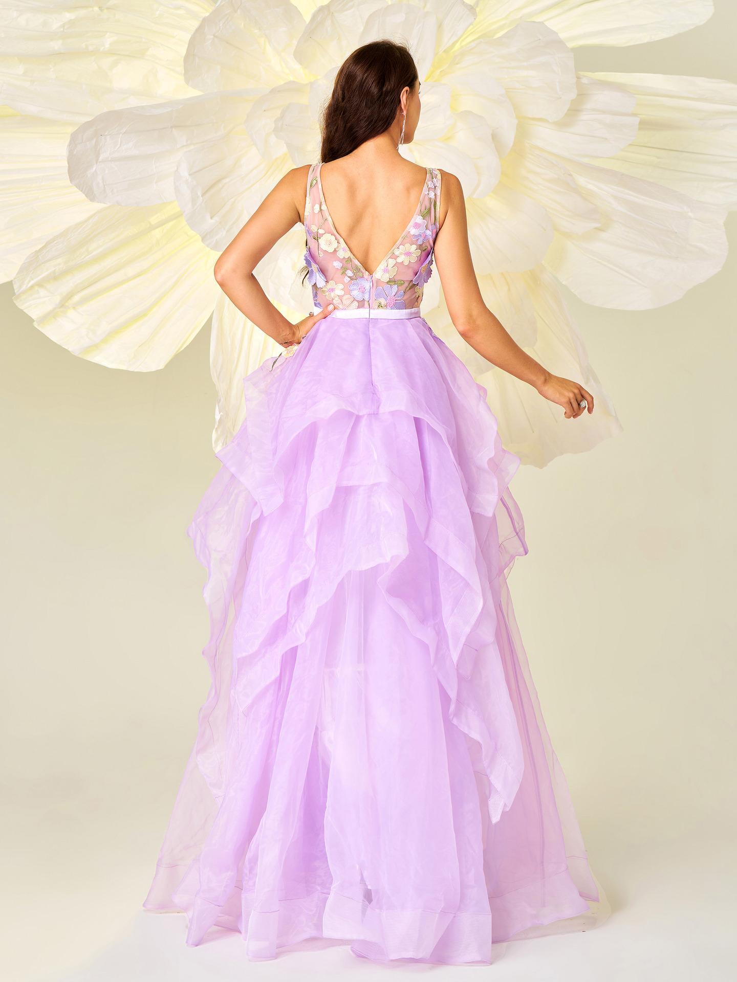 Sleeveless V-neck Long Swing Dress