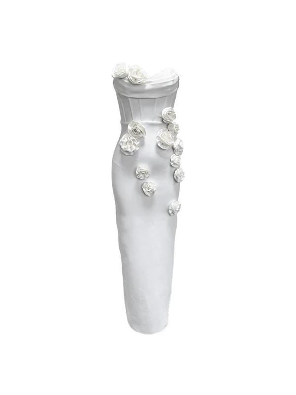 Cubic Floral Sheath Bandage Dress