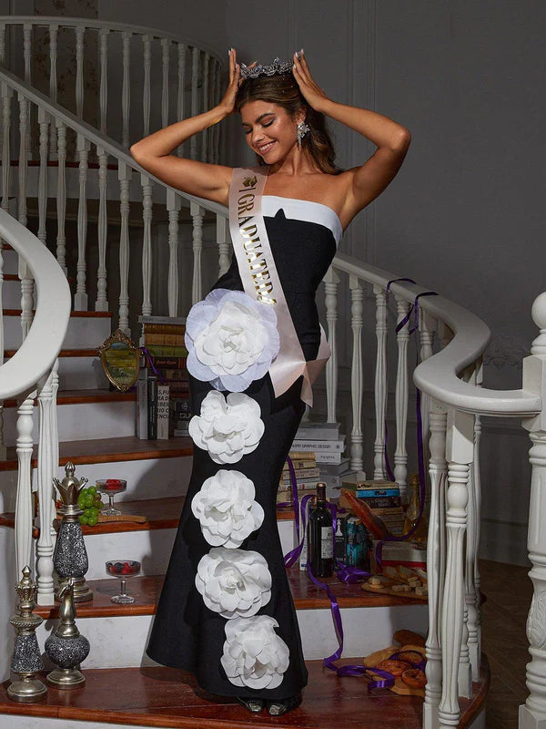 Flower Embellished Bandage Maxi Dress