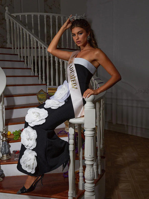 Flower Embellished Bandage Maxi Dress