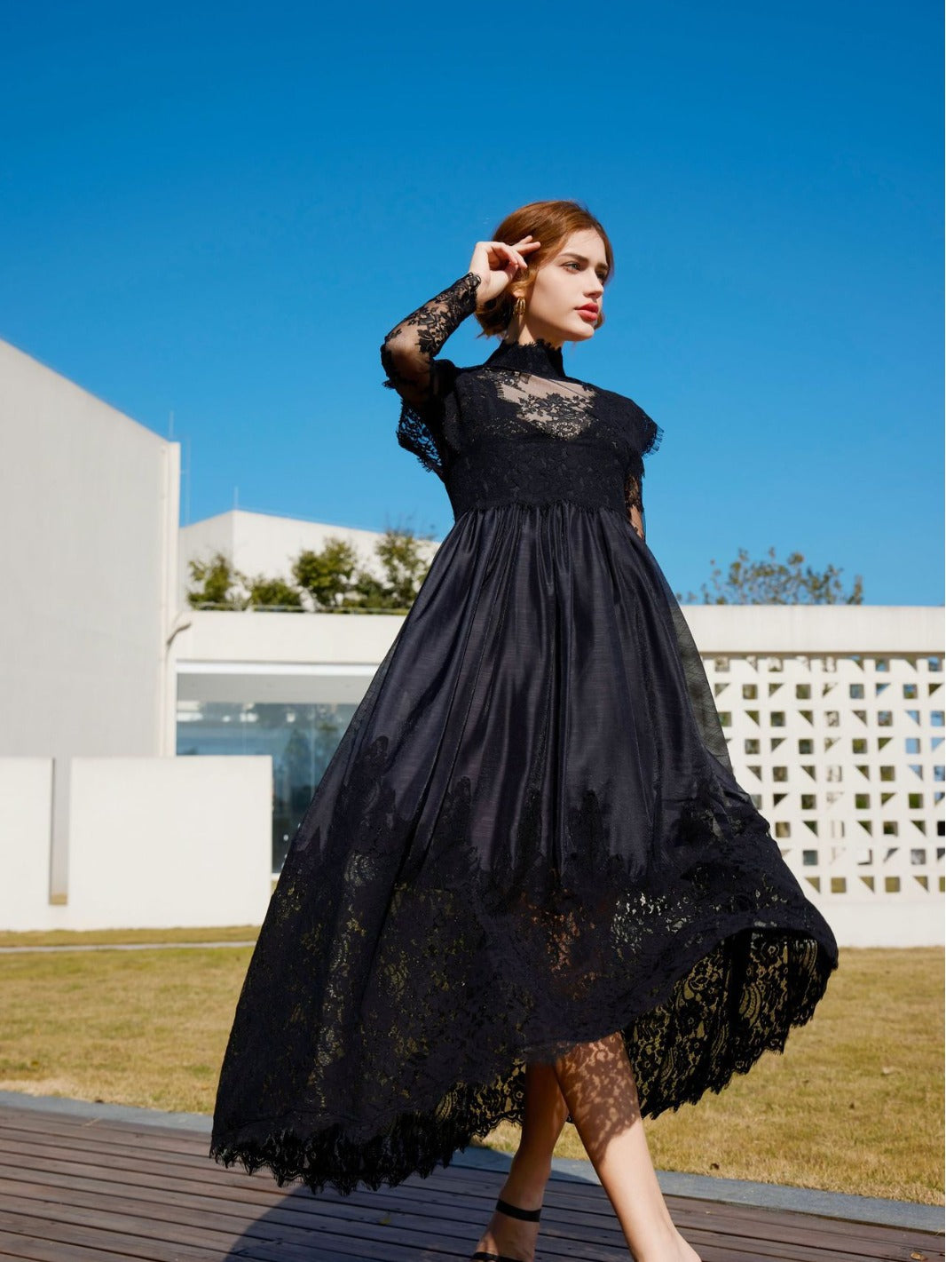 Long Sleeve Lace Turtleneck Dress